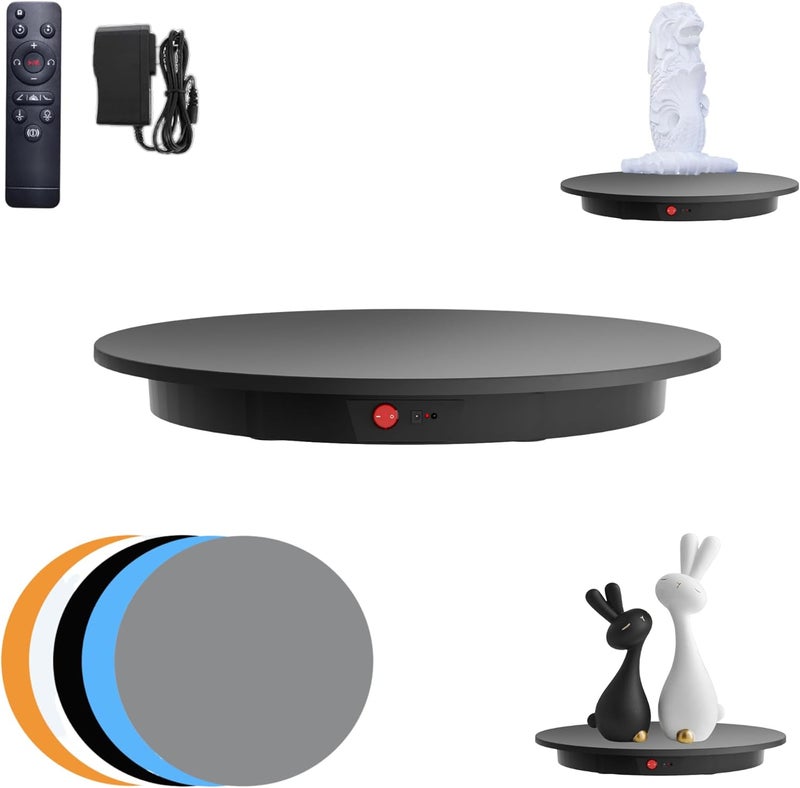 JAYEGT Motorized Rotating Display Stand, 350Lbs Load，360 Degree Electric Rotating Potography Turntable for Products Display，Live Show， Remote Control +5 Colors Backgrounds (Black/16.5inch /Wired) - Image 1